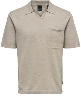 ONLY & SONS Ecru Polo Shirt Silver Lining Beige Only & Sons , Beige , Heren - 2Xl,Xl,L,M,S