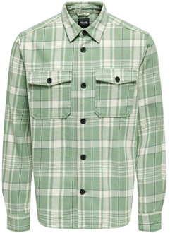 ONLY & SONS Geruite Overhemd met Lange Mouwen Only & Sons , Green , Heren - L,M