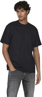 ONLY & SONS Heren Relax T-Shirt Korte Mouwen Only & Sons , Black , Heren