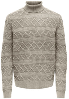 ONLY & SONS Heren Roll Neck Coltrui Only & Sons , Beige , Heren - L,M,S