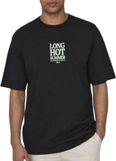 ONLY & SONS Kenny Korte Mouw T-shirt Only & Sons , Black , Heren - 2Xl,Xl,L,M