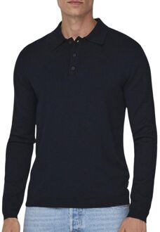 ONLY & SONS Lange Mouw Polo voor Mannen Only & Sons , Blue , Heren - Xl,L,M,S,Xs