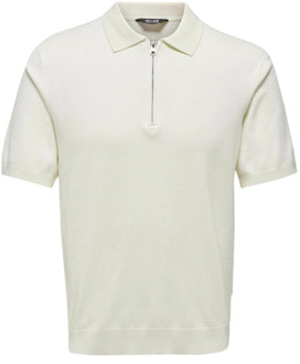 ONLY & SONS Life Reg 14 SS Zip Polo Only & Sons , White , Heren - 2Xl,Xl,L,M