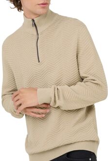 ONLY & SONS Mace Herringbone Knit Half Zip Sweater Heren
