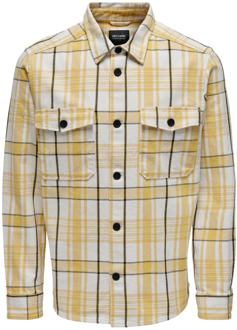 ONLY & SONS Milo Flanellen Overhemd Only & Sons , Yellow , Heren - Xl,L,M,S