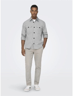 ONLY & SONS Milo Mercerized Twill Lange Mouwen Shirt Only & Sons , Gray , Heren - 2Xl,Xl,L,M,S,Xs