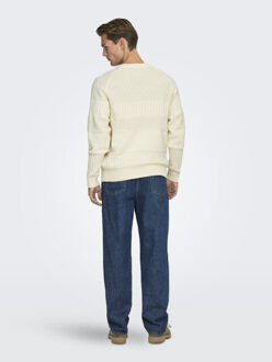 ONLY & SONS Onsalkan reg crew knit off-white - maat XL Ecru