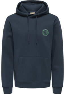 ONLY & SONS Onsconnor club life reg ls hoodie s Blauw - XL
