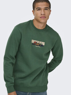 ONLY & SONS onsconnor simple life reg ls crew s 22035961 trekking green Groen - XL