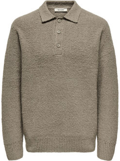 ONLY & SONS Onsdale life rlx ls polo knit - maat XXL Bruin