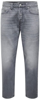ONLY & SONS Onsedge straigth box tai dnm grey denim - maat 32-32 Grijs