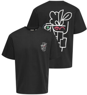ONLY & SONS Onsfred life rlx ss print tee noos - maat XXL Zwart