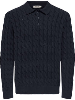ONLY & SONS Onskicker rlx ls cabel polo knit l Blauw