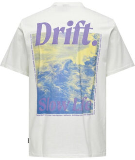 ONLY & SONS Onskye reg photo ss tee off-white Ecru - L