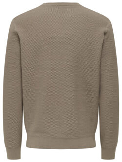ONLY & SONS Onsmorgan 12 structure crew knit dessin Bruin - XL