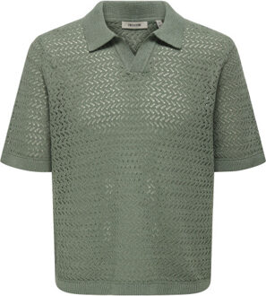 ONLY & SONS Onsnyle life reg 5 ss split polo kn Groen - XL