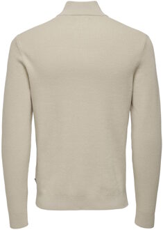 ONLY & SONS Onsphil reg 12 struc half zip knit zand Lichtgrijs