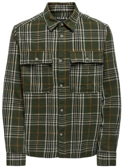 ONLY & SONS Onsscott ls check flannel overshirt Groen