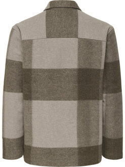 ONLY & SONS onswake checked zip overshirt 22034447 chinchilla Bruin - M