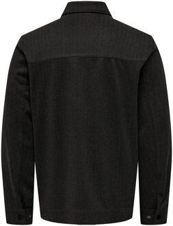 ONLY & SONS Pinstripe Overshirt in Zwart Only & Sons , Black , Heren - 2Xl,L