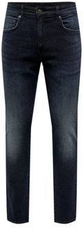 ONLY & SONS Slim Blue Black Denim Jeans Only & Sons , Blue , Heren - W34 L34,W33 L34,W36 L32,W28 L34,W32 L30,W30 L30,W32 L34,W34 L30,W30 L34,W27 L32,W34 L32,W33 L30,W31 L32,W31 L30,W29 L34,W36 L34,W38 L34,W28 L30,W31 L34,W30 L32,W29 L32,W32 L32,W33 L32,W28 L32,W29 L3