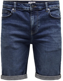 ONLY & SONS Slim Fit Jeans-Shorts met Riemlus Only & Sons , Blue , Heren - Xl,L,M