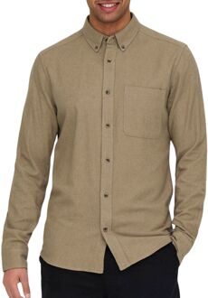 ONLY & SONS Slim Solid Shirt Chinchilla Groen Only & Sons , Green , Heren - 2Xl,Xl,L,M,S