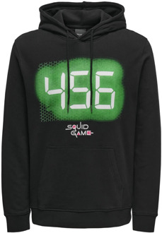 ONLY & SONS Squidgame Hoodie Katoenen Casual Pullover Only & Sons , Black , Heren - 2Xl,Xl,L,M,S