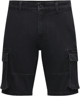 ONLY & SONS Urban Cargo Denim Shorts Only & Sons , Black , Heren - 2Xl,Xl,L,M,S
