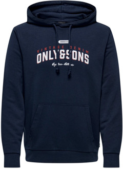 ONLY & SONS Vintage Hoodie Lenny Reg Only & Sons , Blue , Heren - 2Xl,L,M,S