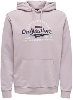 ONLY & SONS Vintage Hoodie Lenny Reg Only & Sons , Pink , Heren - 2Xl,L,M