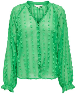 Only Stijlvolle Dobby Life Button Top Only , Green , Dames - M