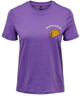 Only T-Shirt - Klassiek Model Only , Purple , Dames
