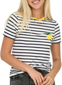 Only T-shirt Korte Mouw Only ONLHEART LIFE S/S TEE" Blauw - S, M, L, XL, XS