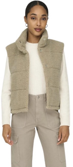 Only Teddy Vest in Humus Beige Only , Beige , Dames - 2Xl,Xl,L,M