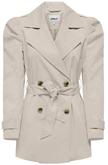Only Trenchcoat met Pofmouwen Only , Beige , Dames - Xl,L,M,S,Xs