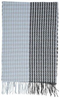 Only Tweedelige Sjaal Houndstooth Streep Lichtblauw - One Size