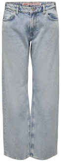 Only Wide Rhinesto Rode Denim Jeans Only , Blue , Dames - W29 L32,W28 L32,W27 L32