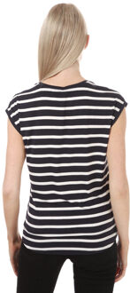 Only Wilma dames-T-shirt met V-hals in marineblauw-wit - EU 36 / UK 8