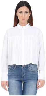 Only Witte Blouse met Plooien Only , White , Dames - L,M,S,Xs