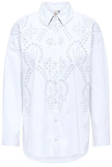 Only Witte Shirt met Engels Broderie Detail Only , White , Dames - M,S,Xs