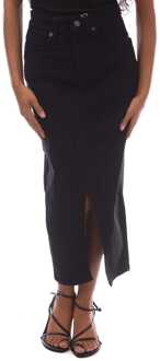 Only Women's Only Siri Denim Skirt in Black Zwart - EU 36 / UK 8