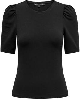 Only Zwart T-shirt met korte mouwen Only , Black , Dames - XL