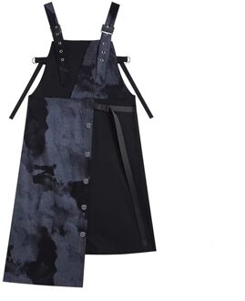 Onregelmatige Denim Traped Jurk Vrouwen Koreaanse Zomer Mode Streetwear Tie Dye Patchwork Casual Strap Jurken Vrouwelijke
