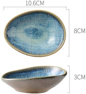 Onregelmatige Gerechten Keramische Plaat Retro Japanse Stijl Soep Noedels Slakom Smaak Gerechten Blauw Servies 4 duim