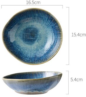 Onregelmatige Gerechten Keramische Plaat Retro Japanse Stijl Soep Noedels Slakom Smaak Gerechten Blauw Servies 6.5 duim