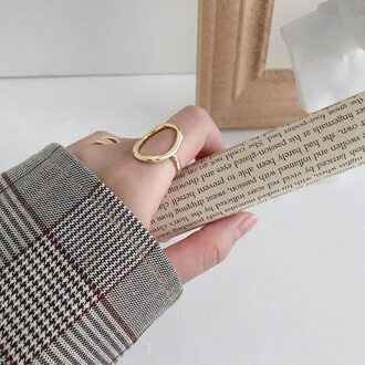 Onregelmatige Hollow Out Ellipse 925 Sterling Zilveren Ringen Voor Vrouwen Verstelbare Handgemaakte Bague Femme Argent 925 Accesorios Sieraden gouden kleur