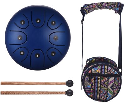 Ons In Voorraad 5.5 Inch Tong Drum Mini 8-Tone Staal Tong Drum C Sleutel Met Drum Hamers Percussie instrument Binnen 24 Uur blauw