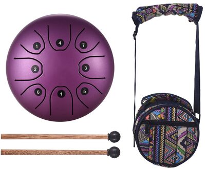 Ons In Voorraad 5.5 Inch Tong Drum Mini 8-Tone Staal Tong Drum C Sleutel Met Drum Hamers Percussie instrument Binnen 24 Uur paars