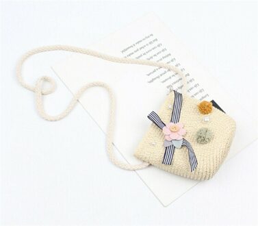Ons Kinderen Stro Strand Handtas Leuke Messenger Bag Kinderen Schoudertas Portemonnee Beige